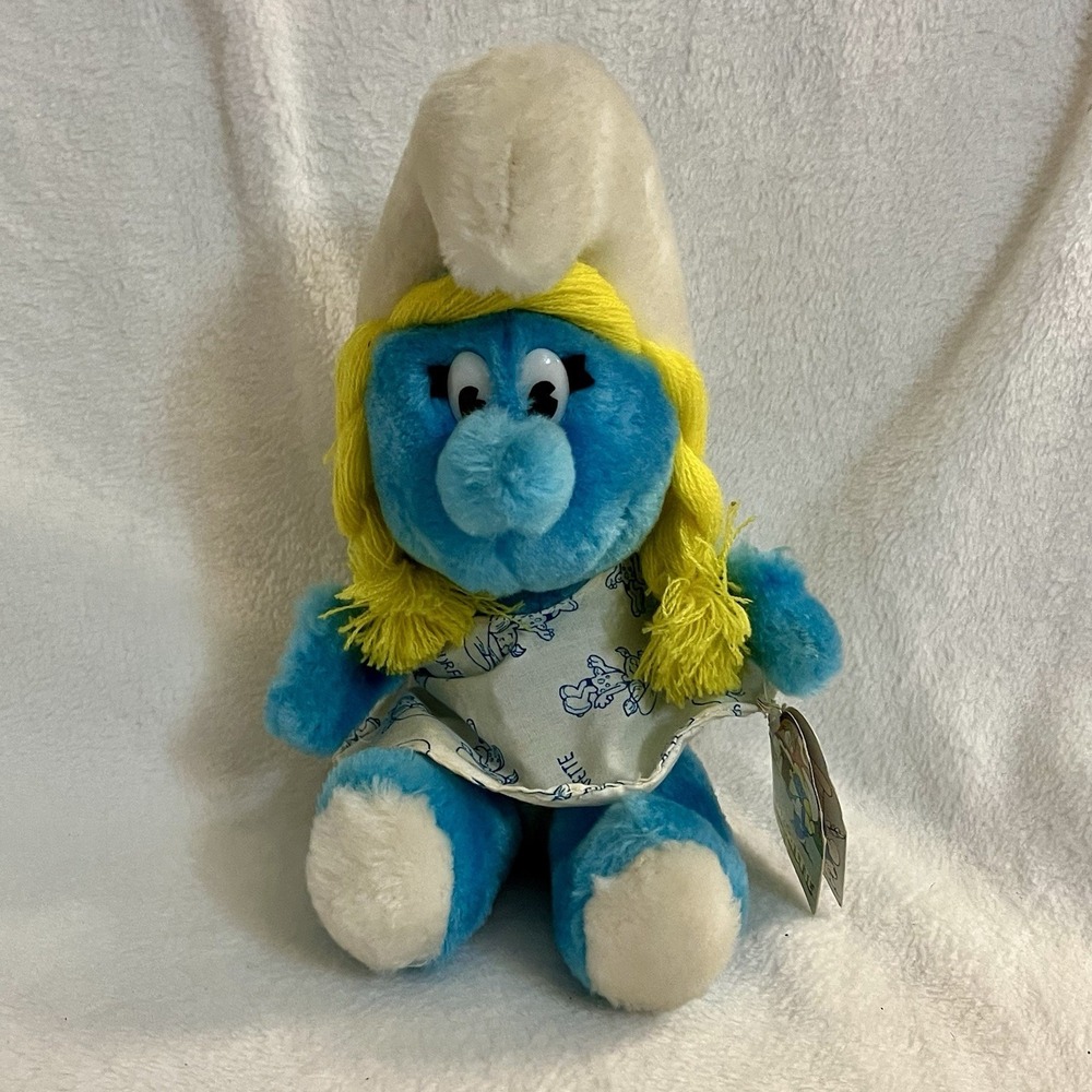 Vintage‎ 1981 Smurfette Plush Doll Peyo Wallace Berrie & Co. Smurfs Toy 8"
